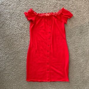 White Fox Boutique l Off shoulder red dress